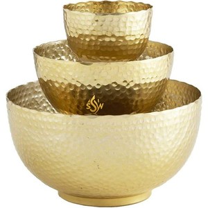 Bol de service alimentaire en laiton plaqué or antique de première qualité vaisselle de table de grande taille bol de mélange de nourriture décoratif japonais élégant - Product Image 3