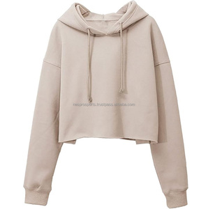 Sweat-shirt à capuche court unisexe tendance à manches longues, pull décontracté en molleton doux, coupe oversize, idéal pour la gym et l'entraînement - Product Image 2