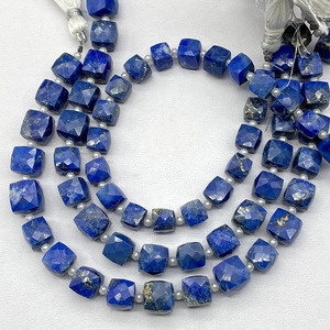 Cuentas en forma de caja facetadas de Lapiz Lazuli, piedras preciosas en forma de cubo natural de 7-8MM para suministros de cuentas - Product Image 4