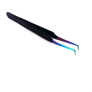 Pinces à épiler professionnelles antidérapantes mates noires multicolores pour extensions de cils, antistatiques, en acier inoxydable, poignée confortable - Product Image 6