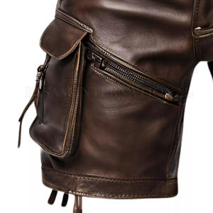 กางเกงขาสั้นคาร์โก้หนังแท้สำหรับผู้ใหญ่ รุ่นเรียบง่าย สีพื้น  สำหรับฤดูร้อนและฤดูใบไม้ร่วง  ขายดีที่สุด - Product Image 2