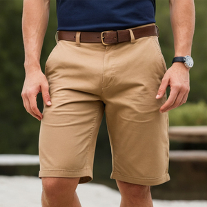 شورت رجالي مريح من نسيج قطني طويل يتميز بقماش ناعم وجيوب وظيفية ، مثالية للارتداء الصيفي غير الرسمي وإطلالات عطلة نهاية الأسبوع - Product Image 1
