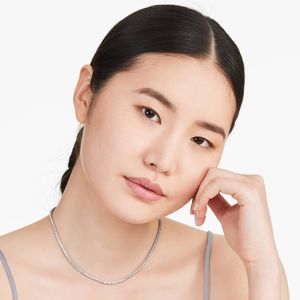 สร้อยคอเทนนิส18นิ้วสวยสง่าสำหรับผู้หญิงทอง10K/เงินชุบเพชรโมอิสโซ่กล่องเพชร - Product Image 4