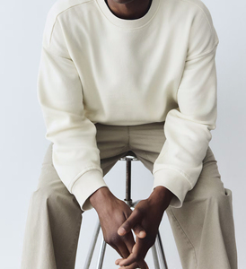 Sudadera de Cuello Redondo para Hombre, 100% Algodón, Estilo Holgado con Hombros Caídos, Lavado Vintage, Estilo Urbano, Sudadera Lisa Desgastada para Hombre - Product Image 4