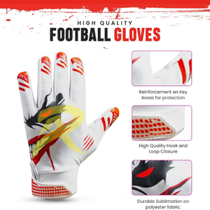 Guantes de Receptor de Fútbol Americano Profesionales para Adultos y Niños, Diseño de Logotipo Personalizado, Hechos de Cuero con Agarre de Silicona - Product Image 6