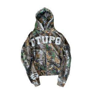 เสื้อฮู้ดลายพรางแบบสั่งทำขายส่ง ทรงโอเวอร์ไซส์ ปักลาย พิมพ์ลายดิจิตอล ลายต้นไม้จริง แบบซิป สำหรับผู้ชาย - Product Image 1