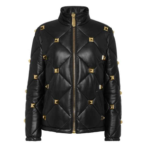 High Street Customized Ladies Leather <b>Jacket</b> Inside Quilted Body New Style studded Leather <b>Jacket</b> New Fashion Design Wholesale - Product Image 1