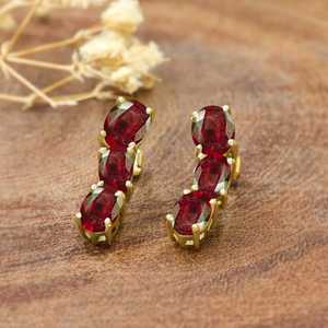 Oval Shape Ruby <b>Earrings</b> <b>For</b> <b>Women</b> Vintage Minimalist 925 Sterling <b>Silver</b> 14K Gold Plated <b>Earrings</b> Gift <b>For</b> Her - Product Image 1