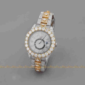 Reloj Cronógrafo para Hombre Estilo Hip Hop, Totalmente Adornado con Diamantes Cultivados en Laboratorio, Corte Brillante, Claridad VVS, Diamantes Brillantes, Acero Inoxidable, Miyota Analógico - Product Image 3