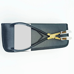 Pince à extensions de cheveux en acier inoxydable avec ruban adhésif, outils pour extensions de cheveux humains avec peigne dans un étui en cuir, couleur personnalisée - Product Image 5