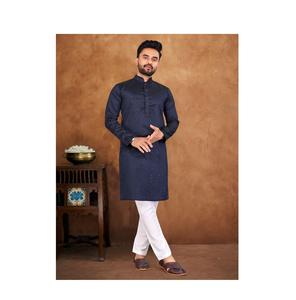 Conjunto de Kurta y Pijama de Seda Elegante para Hombre, Ropa Festiva, Traje Étnico Tradicional Indio, Cómodo y Estiloso - Product Image 1