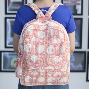 Mochila acolchada de algodón con estampado de tamaño personalizado Floral indio, mochila escolar de viaje Vintage con cremallera, mochila de algodón personalizada - Product Image 3