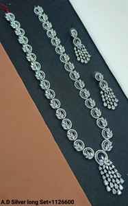 AMERICAN DIAMOND BRIDAL NECKLACE <b>SET</b> and HIGH QUALITY & CLASSIC EARRINGS <b>JEWELLERY</b> <b>SET</b> for WEDDING <b>JEWELLERY</b> CLASSIC STYLE WOMEN - Product Image 2