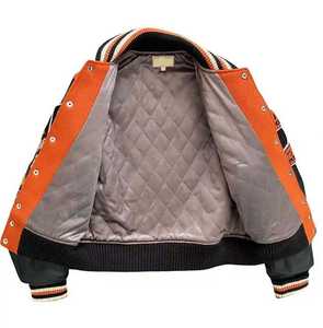 Streetwear avec logo personnalisé veste Varisty brodée de haute qualité bombardier d'hiver en cuir polaire veste universitaire Letterman pour hommes - Product Image 2