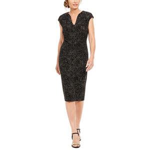 Abito da sera nero da donna con maniche a cappuccio e decorazioni floreali, taglie XS e 10, ideale per invitati a matrimoni e feste - Product Image 1