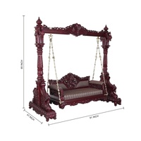 Balançoire en bois rustique pour l'extérieur avec finition résistante aux intempéries, adaptée au balcon, à la terrasse, au jardin ou à un espace de repos intérieur