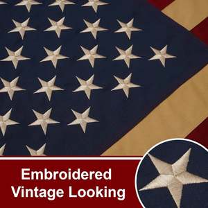 Vintage 3x5 ft American <b>Flag</b> Heavy Duty Tea Stained Cotton Aged-Looking 4th July Cloth for Fiberglass Flagpoles for Display - Product Image 3