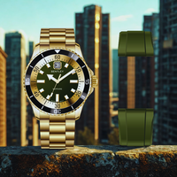 Montre à quartz AURORA de style professionnel en acier inoxydable 316L, boîtier de 42 mm, cadran en cristal saphir, étanche 10 ATM pour Ronda 763, unisexe