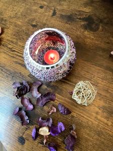 Votive With Mosaic Finishing Best for Party Table Decor Night <b>Dinner</b> Design <b>Candle</b> T-light Holder Glass Mosaic Finishing Design - Product Image 3