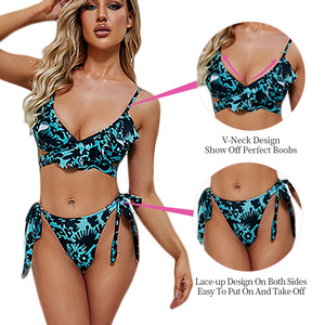 Women Two Piece <strong>Bikini</strong> Set Custom <strong>String</strong> Push up Deep-<strong>V</strong> Bathing Suit Female Girls Swimwear &amp; Beachwear Swimsuit - Product Image 3