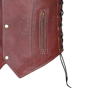 Nueva llegada de los hombres de cuero genuino de estilo informal con cuello en V Chaleco de lona transpirable ropa exterior de invierno Chaleco de cuero de los hombres - Product Image 2