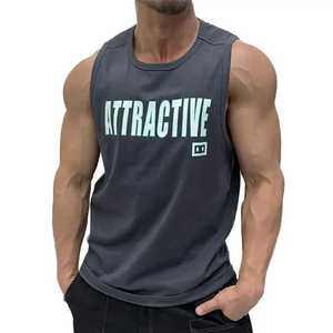 Wholesale Rib Sleeveless 100% Cotton Singlet <b>Mens</b> Blank Solid <b>Vest</b> <b>Men</b> Fitness Tank Top Workout Gym Shirt Digital Printing - Product Image 4