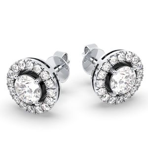 REYES Vente flash Boucles d'oreilles à visser en argent sterling 925 avec diamant de laboratoire rond de 1,42 carat pour femmes Bijoux fins - Product Image 2