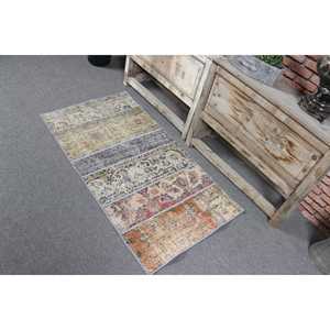 Tapis turc vintage, tapis de 2,3 x 4,2 pieds, tapis en laine unie gris brun - Product Image 4