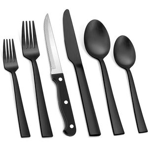 Juego de cubiertos de lujo de alta calidad, 5 piezas, de acero inoxidable negro, juego de cubiertos económicos. - Product Image 1