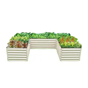 Cama de jardín elevada de metal para exteriores para verduras, flores, hierbas, maceta grande de acero alto, caja OEM ODM, diseño de decoración galvanizada