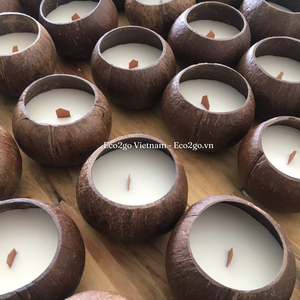 Ensemble de bols à bougies en bambou naturel écologique et de bougies en coquille de noix de coco pour les fêtes, fabriqué au Vietnam - Product Image 6