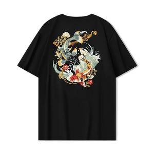 Camiseta informal de manga corta con cuello redondo de alta calidad para hombre, Camiseta extragrande transpirable de secado rápido de algodón 100% con patrón de impresión personalizado - Product Image 3