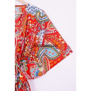 Kaftan pour femmes 100% coton, fait main, robe longue maxi à imprimé floral, robe de plage confortable, style hippie - Product Image 4