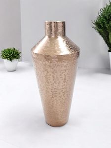 <b>Brass</b> Finished Rough Hammered Flower Vase Made in <b>Sheet</b> Aluminium Home Decor Flower Vase Metal Vase - Product Image 3