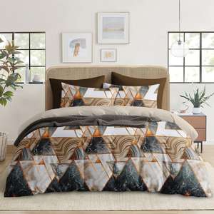 Parure de lit en coton lavé imprimé de luxe, vente en gros d'usine, durable, respirante, douce, draps et taies d'oreiller, usage domestique, toutes saisons, 200TC - Product Image 1