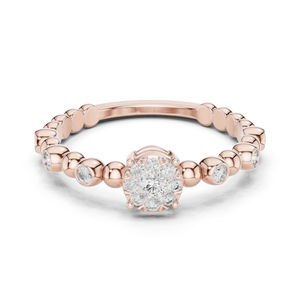 แหวนเพชรทรงกลมสีเหลืองทอง 14K สำหรับผู้หญิง |   ชุดออกงาน |   เพชรที่เพาะเลี้ยงใหม่ - Product Image 3