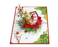 Tarjetas de Año Nuevo Lunar emergentes y tarjetas de felicitación 3D del zodiaco Invitación de diseño personalizado con logotipo del proveedor de Vietnam