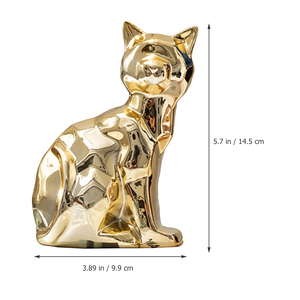 รูปปั้นแมวสีทองทำด้วยมือทำจากโลหะรูปปั้นจิ้งจอกอลูมิเนียมหล่อรูปปั้นตกแต่งบ้าน - Product Image 2