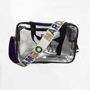 Exclusive Mardi Gras White Beaded <b>Bag</b> Straps Quality Luxury Australian <b>Festive</b> Attire Premium Beaded Belt Purse Straps - Product Image 2