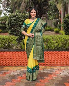 Sari de seda Bandhej cómodo de alta calidad con hermosa Sari de seda Bandhej Boutique para ocasiones especiales - Product Image 5