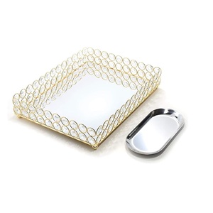 Venta caliente metálico elegante redondo bandeja para servir comida Picnic llevar mesa de jardín bandeja para servir jugo con asa - Product Image 6