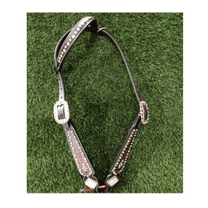 Montar a caballo personalizado de moda de cuero puro occidental Headstall Bridle Racing Equipment Accesorios Precio barato - Product Image 6