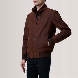 Morrison Brown Reversible Canvas Bomber <b>Jacket</b> Water-Proof Zippered Embroidered Vintage Fur Pattern Casual XS for Autumn ODM - Product Image 3