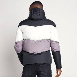 Custom Plus Size Winter Canvas Cotton-<b>Padded</b> <b>Hooded</b> Long Sleeve Full-Zip Front Logo Men's Puffer <b>Jacket</b> - Product Image 3