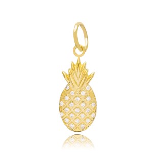 Collar Turco Hecho a Mano en Plata de Ley con Baño de Oro, Diseño de Piña con Piedra de Circonita Cúbica, Ideal para Bodas y Fiestas - Product Image 2