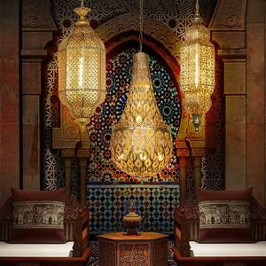 SIMIG Arabian Style geschnitzte Eisen Vintage Messing Kronleuchter Retro Loft Küche Pendel leuchte Indoor Outdoor Garden Classic Hollow - Product Image 3