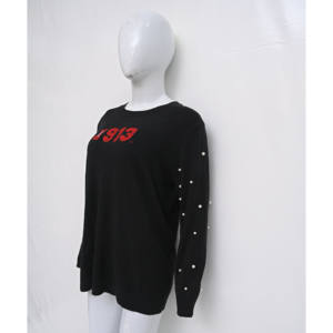 เสื้อสเวตเตอร์ปักลายของผู้หญิง, เสื้อกันหนาวทรงหลวมใส่สบายสีดำไซส์ใหญ่พิเศษสำหรับผู้หญิงน้ำหนักเบาใส่สบาย - Product Image 6