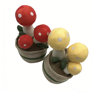 Hongo de Peluche Personalizado Rojo y Blanco con Manchas, Hongo Amarillo de Peluche en Maceta de Lino, Juguete de Hongo de Tela Suave - Product Image 5