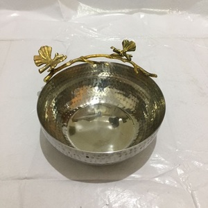 Bol de service moderne pour ustensiles de cuisine maison hôtel restaurant couleur argent moderne dates rondes plat à salade de fruits bol de service - Product Image 4