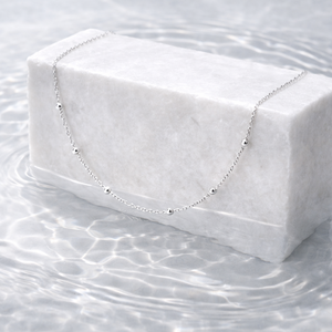 Collier chaîne perlée en argent sterling 925, minimaliste, luxueux, pour tous les jours, chaîne en forme de boule - Product Image 3